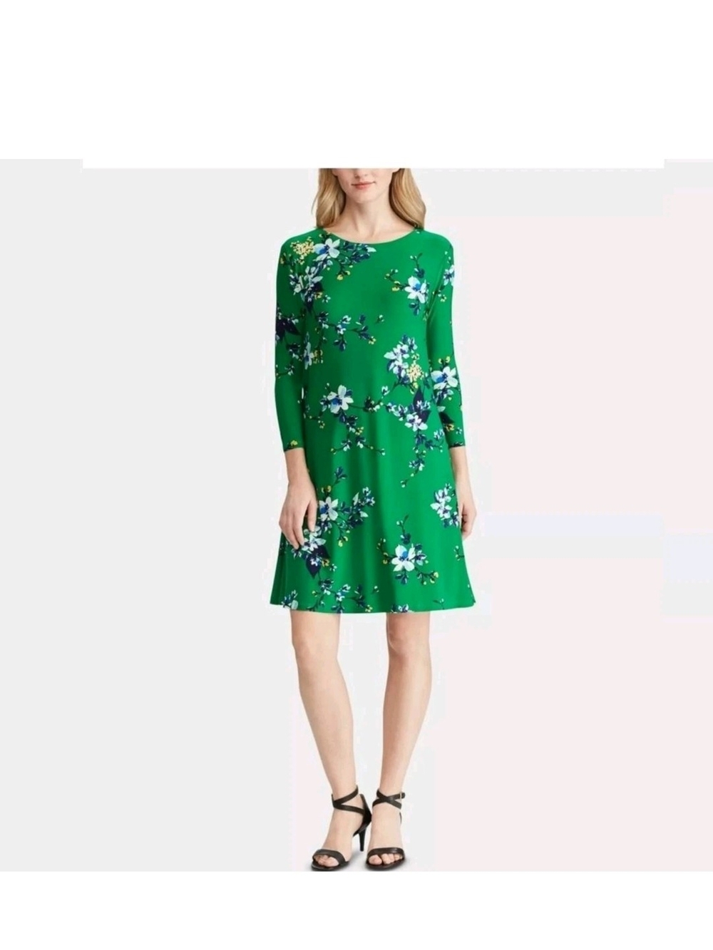 Ralph Lauren Green Floral A-Line Dress